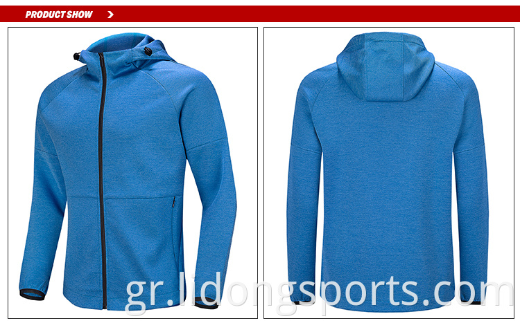 Κορυφαία πώληση Custom Custom Made Zipper Polyester Jackets με hoodies unisex απλό φερμουάρ επάνω hoodie